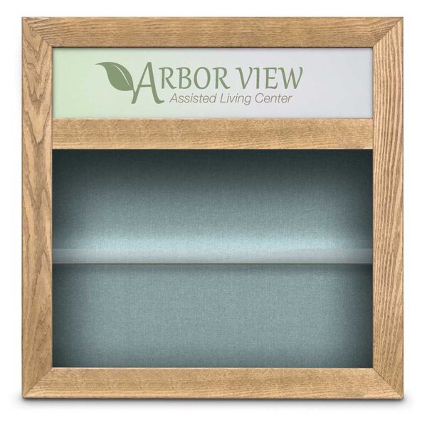 Outdoor Enclosed Combo Board, 42"x32", Bronze Frame/Green & Forbo